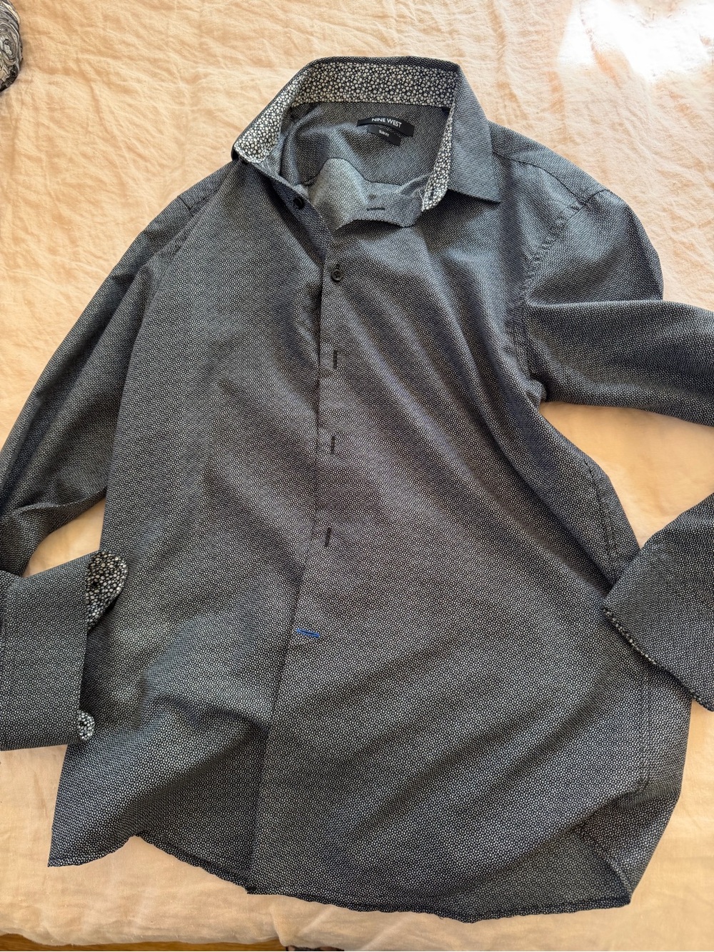 Nine West Men's Charcoal Micro-Pattern Button-Down Shirt